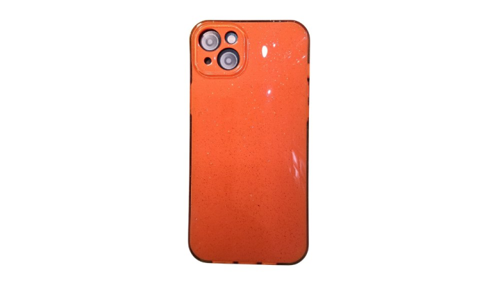 Orange Glitter hard cover case iphone 14 plus