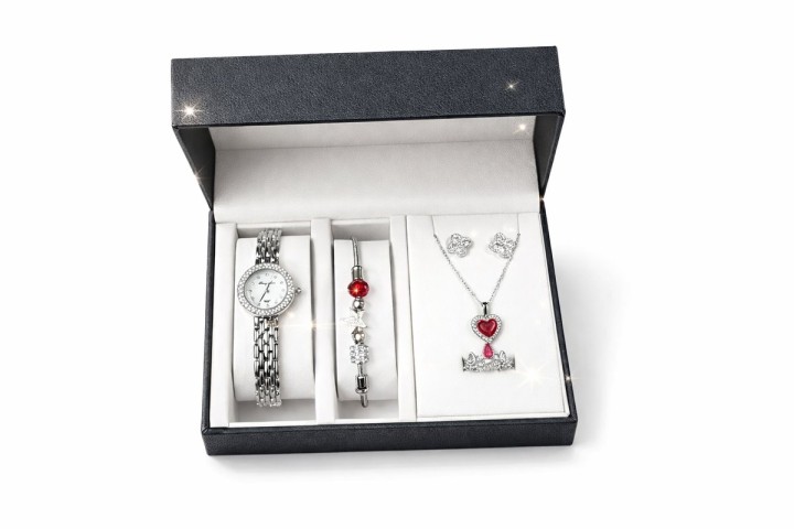 Silver Heart Edition – 4-Piece Watch & Jewelry Set