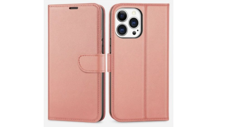 Rosegold flip Phone Cover – Flip Wallet Case with Card Holder iphone 15pro
