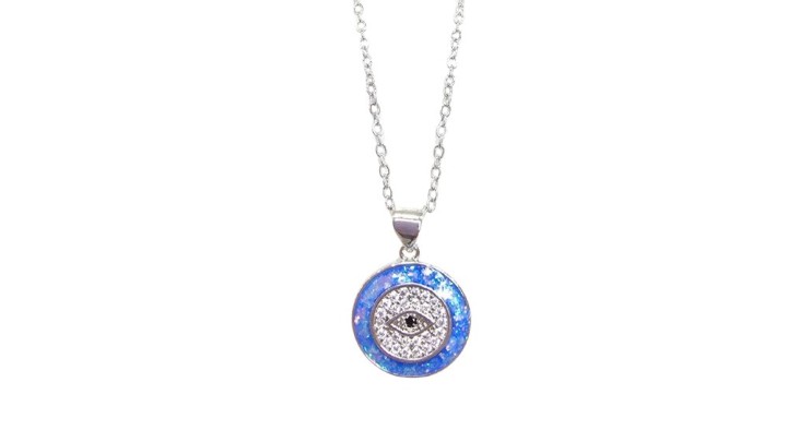 💙 Blue Evil Eye Necklace (Silver) – Stainless Steel