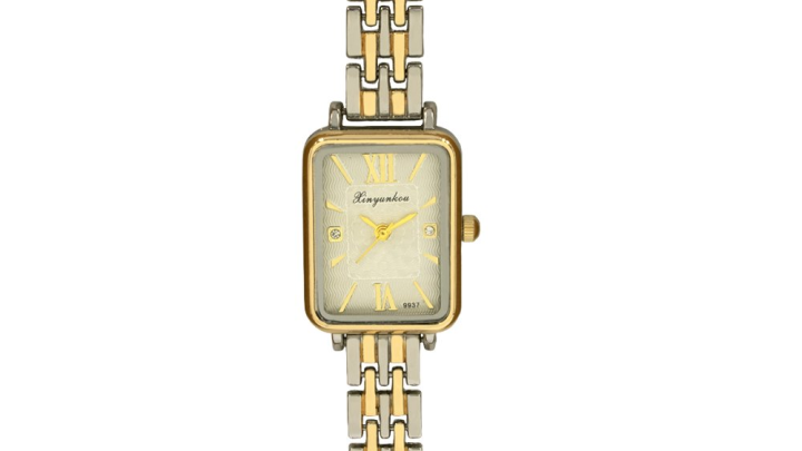 Woman Watch Square Two-Tone Stainless Steel Watch with Roman Numerals