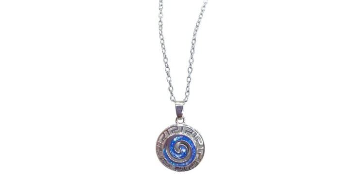 🔵 Blue Spiral Necklace – Stainless Steel