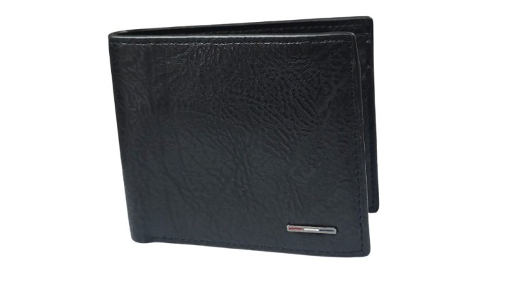 Men’s Classic Black Look-Leather Wallet with Coin Pocket & Multi-Card Organizer