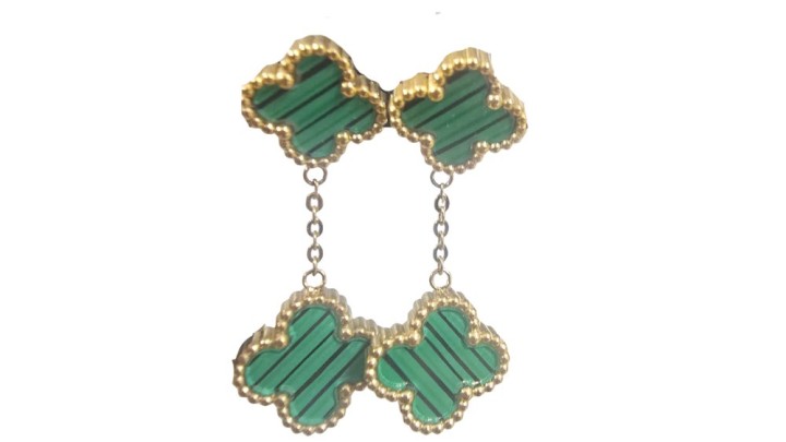 Green Malachite Clover Drop Earrings