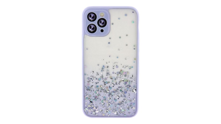 Clear Phone Case with Purple Frame & Glitter