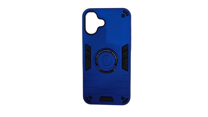 Blue Rugged Armor iPhone 16+ Case with Kickstand Ring