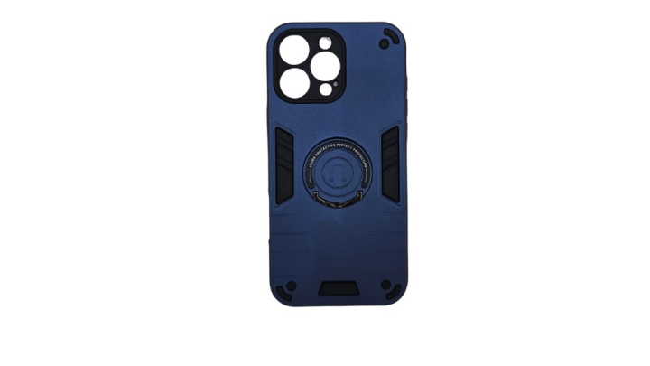 Dark blue Rugged Armor iPhone 15 pro maxCase with Kickstand Ring