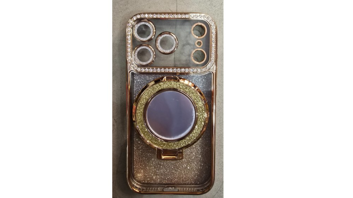 Glitter gold iPhone Case with Mirror, Ring Holder Iphone 17 pro