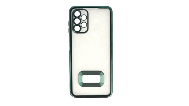 Green Kickstand Case for Samsung A33 – Clear Back with Metallic Frame