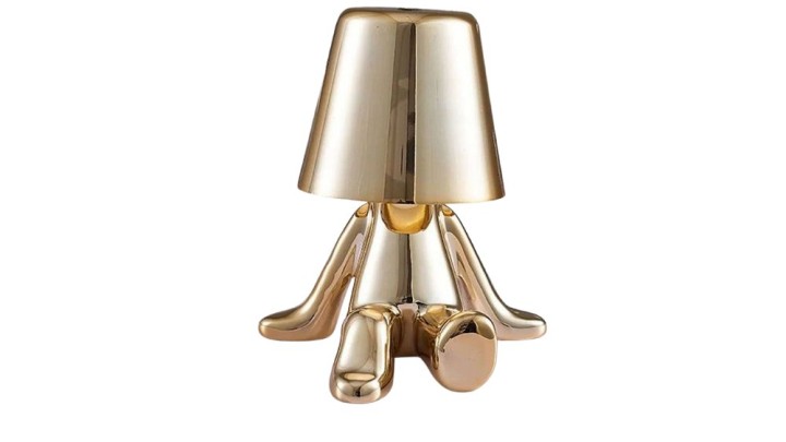 Modern Sitting Figure Lamp – Metallic Silver