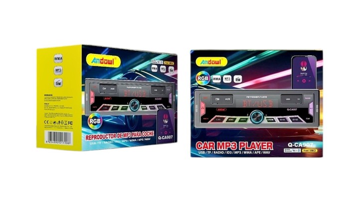 Andowl Car MP3 Player Q-CA907 – RGB Stereo with USB, AUX, TF & FM Radio
