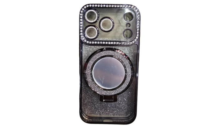 Glitter Purple iPhone Case with Mirror, Ring Holder Iphone 17 pro max