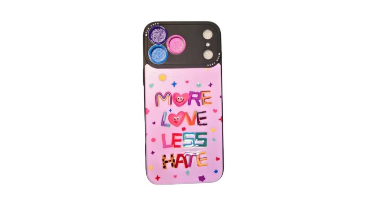More Love Less Hate – iPhone 17 pro Glitter Camera Case