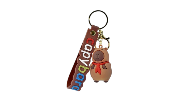 Cute Capybara Keychain – Funny Animal Keyring with Strap