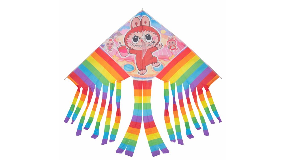 Labubu Rainbow Kite – Cute Cartoon Flying Kite with Colorful Tails