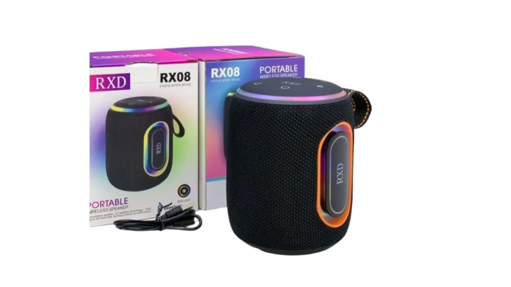 LED Bluetooth Speaker – Cylindrical Portable Wireless Speaker Black