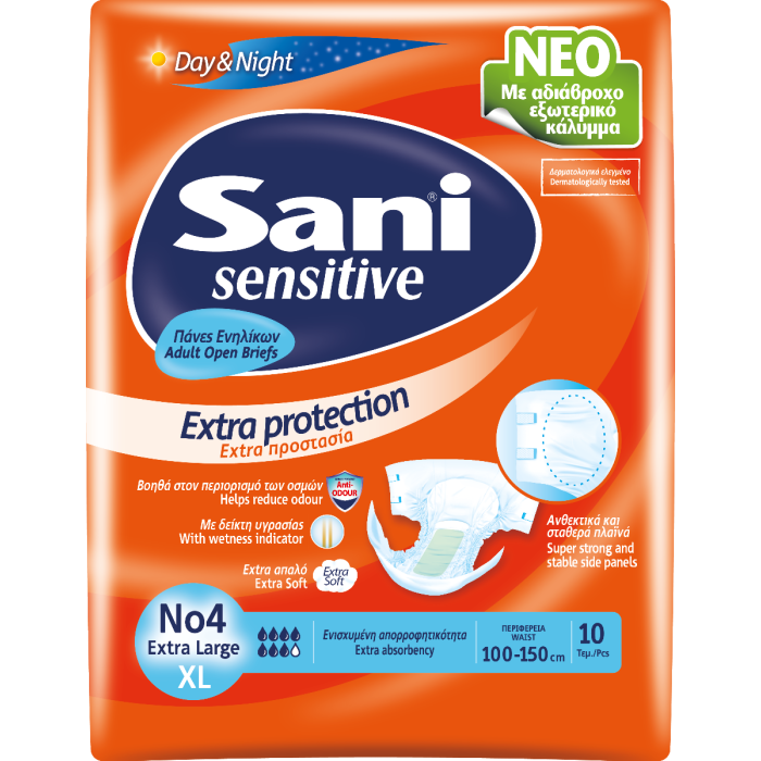 Sani Sensitive Open Incontinence Diapers No. 4 Extra Large, 10pcs