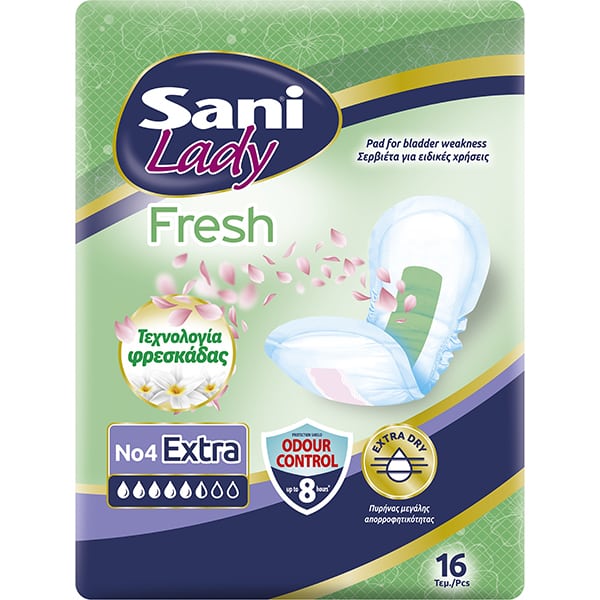 Sani Lady Fresh Extra Incontinence Pads No. 4 16Pcs