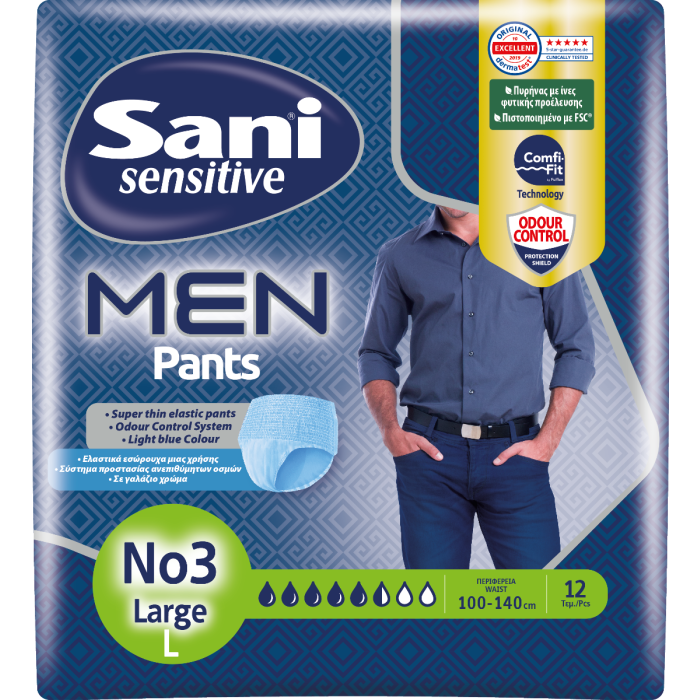 Sani Sensitive Men Diapers Incontinence Pants Large in Blue Color 12pcs