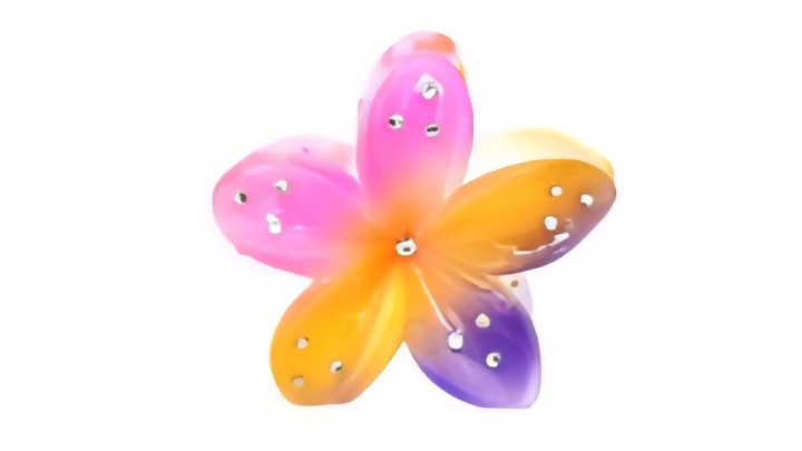 Rainbow Pink-Orange-Purple Flower Hair Clip