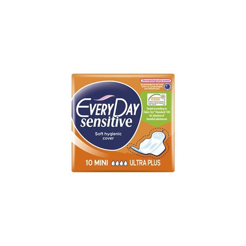 Every Day Sensitive With Cotton Mini Ultra Plus Pantyliners with Wings for Normal Flow 4 Drops 10pcs