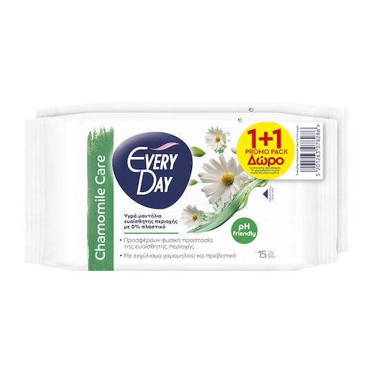 Every Day Chamomile Care Sensitive Area Wet Wipes (Promo 1+1), 15pcs