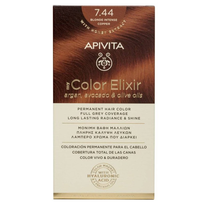 Apivita My Color Elixir  Hair Dye Color 7.44 Blonde Intense Copper