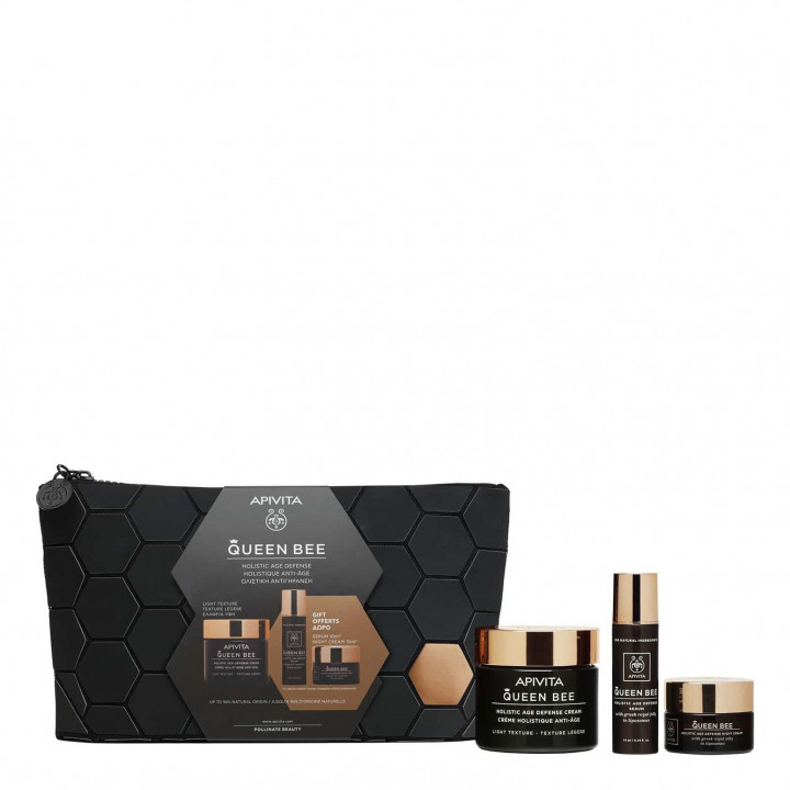 Apivita Woman  Skin Set For Her  Promo Queen Bee Light Cream Day Cream 50Ml & Gift Queen Bee Serum 10Ml & Gift Queen Bee Night Cream 15Ml