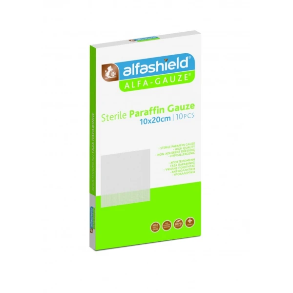 Alfashield Alfa-Gauze Sterile Paraffin Gauze 10x20cm 10pcs