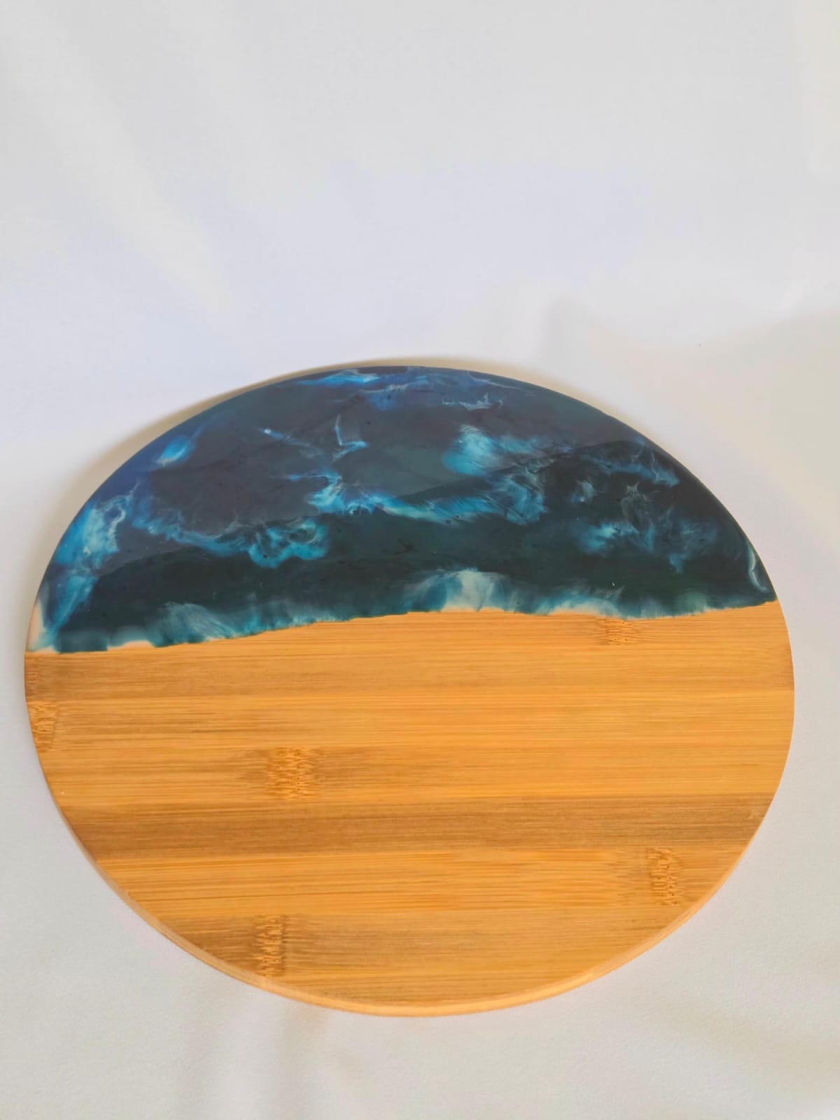 Serving Platter Round "Sea" Handmade Cheesseplater With Liquid Glass ,With Waves And Colors Of The Sea 30Cm One Piece In Each Design