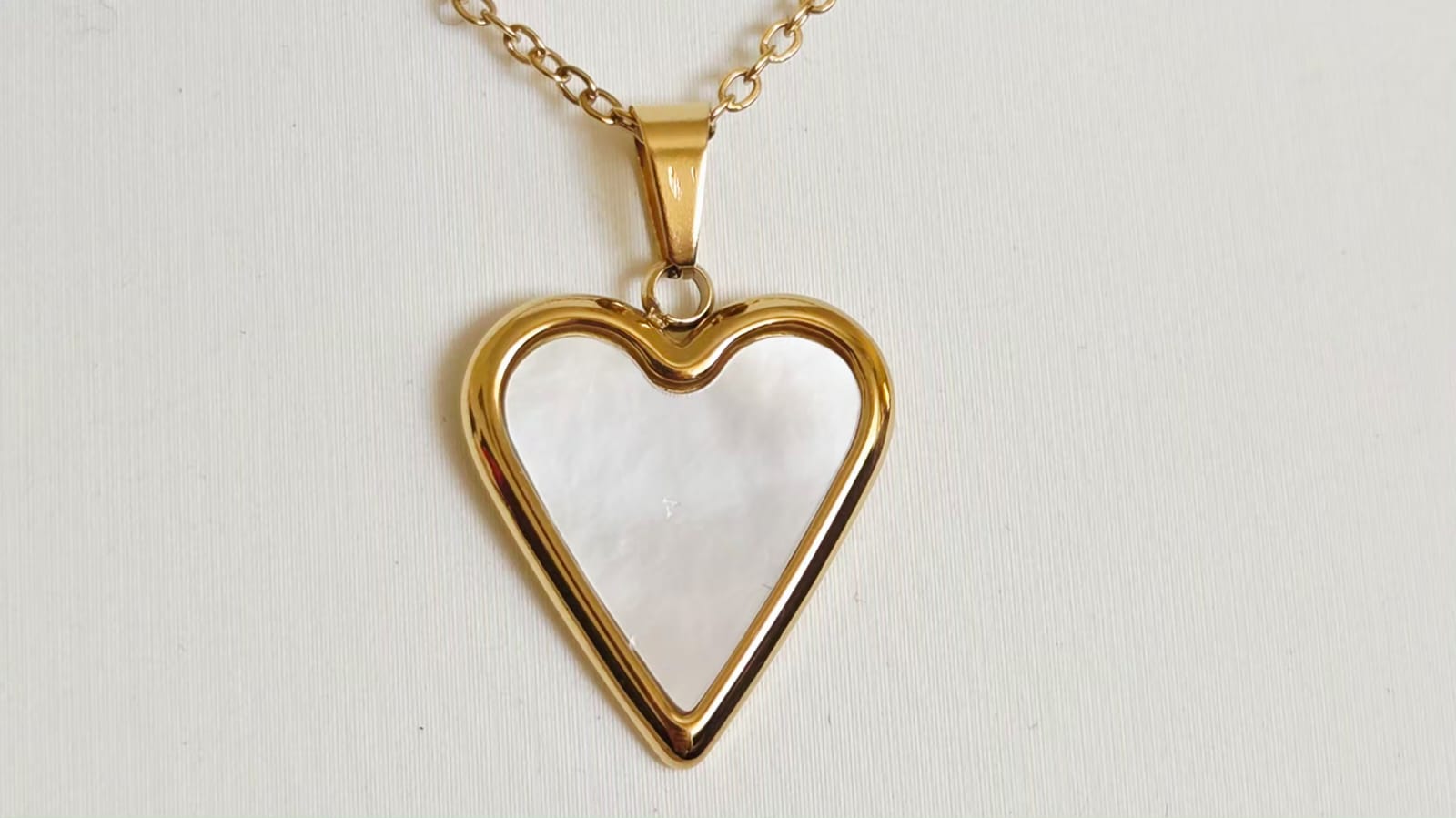 Stainless Steel  Necklace with Ivory Heart