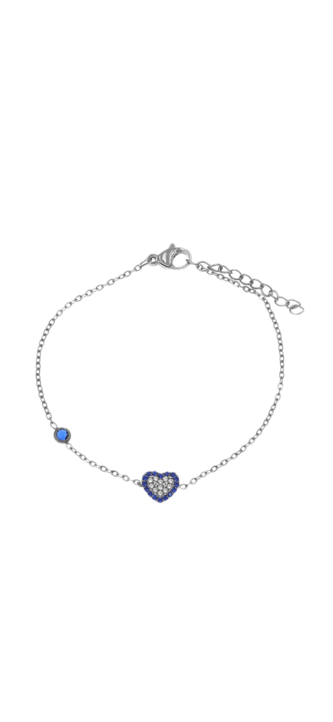 Stainless Steel Heart Chain Bracelet With Zircons