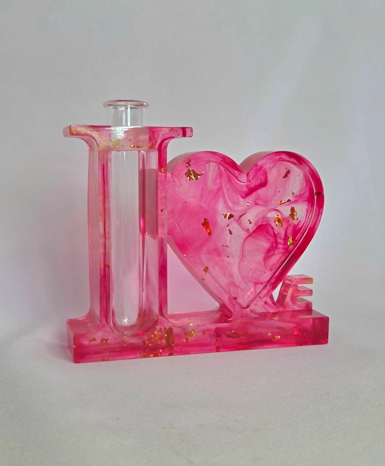 Pink Heart With Flower Vase