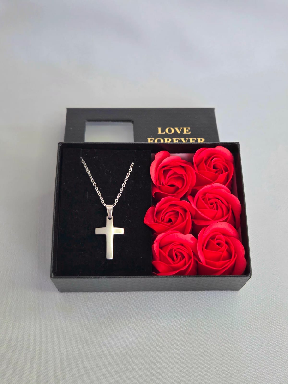 STAINLESS  STEEL  SILVER COLOR CROSS IN A BOX