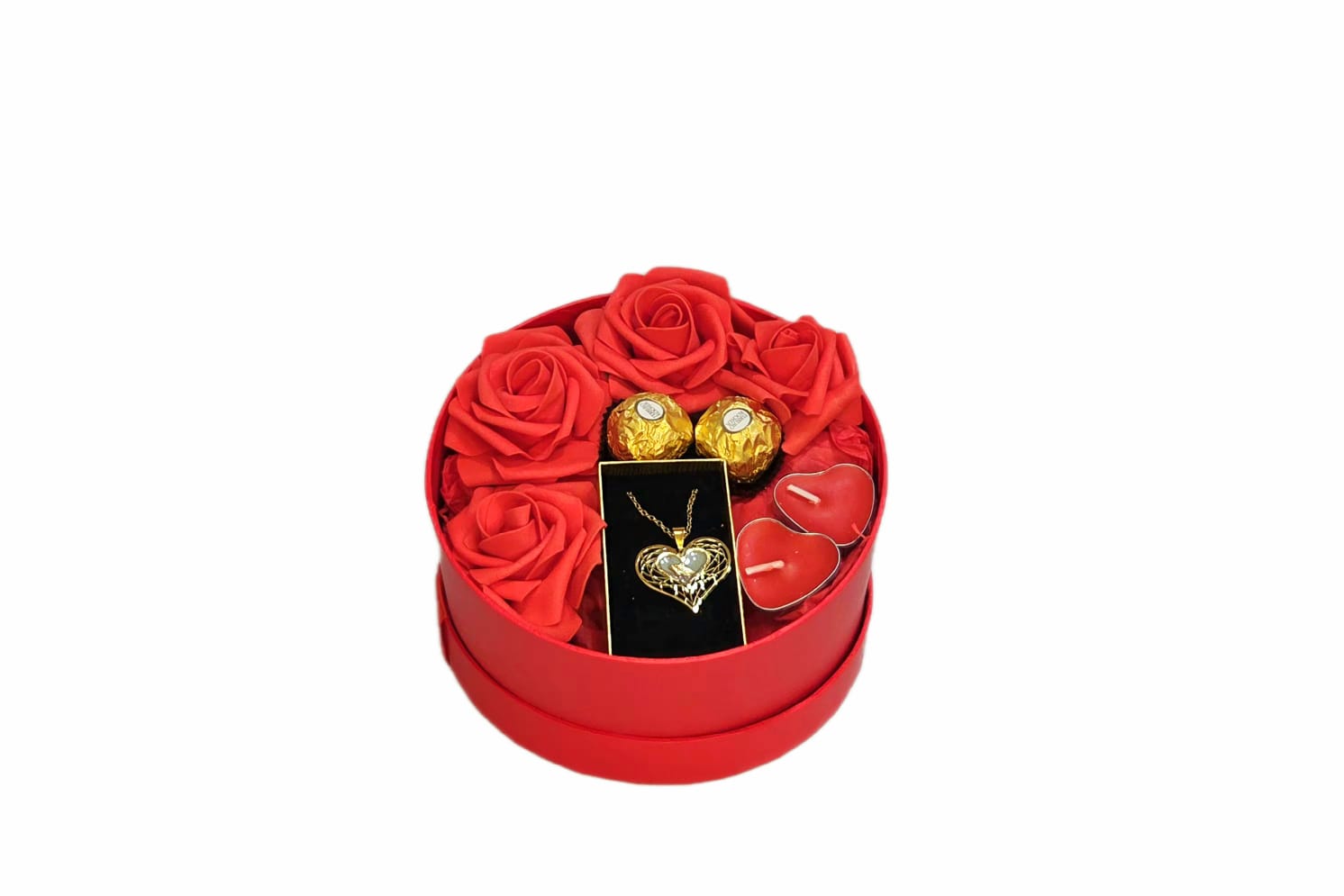 STAINLESS STEEL GOLD COLOR  HEART  NECKLASE  IN RED BOX.