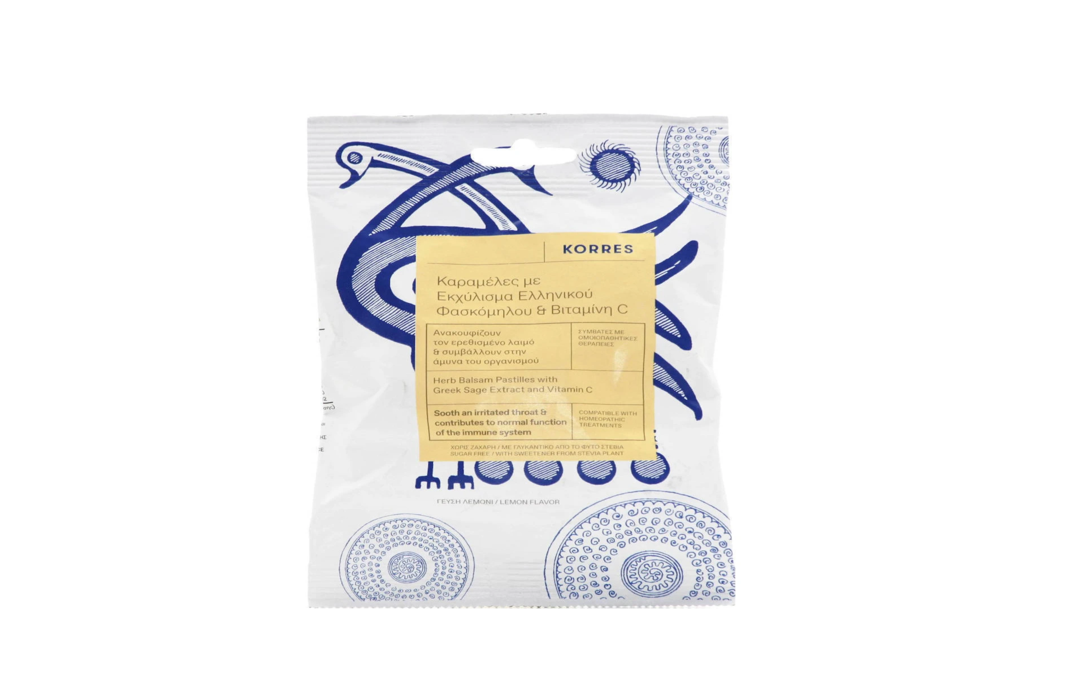 Korres Καραμέλες με Εκχύλισμα Ελληνικού Φασκόμηλου & Βιταμίνη C Με Λεμόνι, 50gr