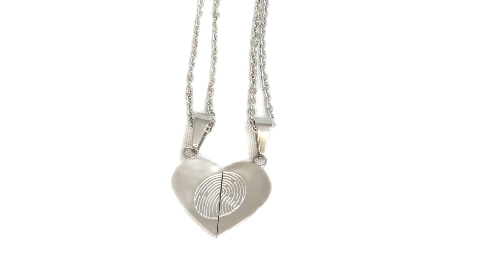 TWO- PIECE HEART STAINLESS STEEL NECKLACES