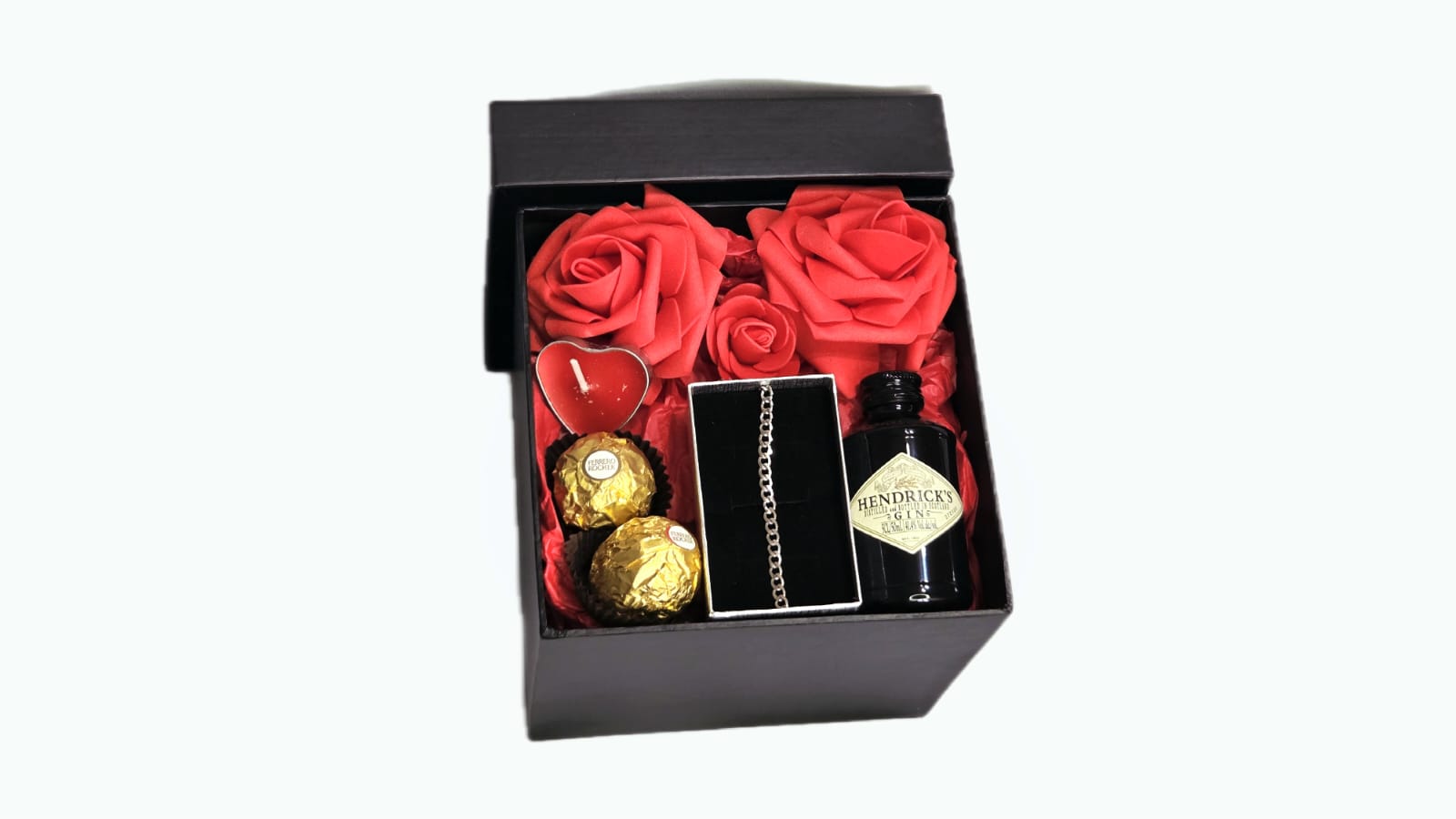 SQUARE BLACK GIFT BOX WITH CHAIN CRACELET STERLING SILVER 925