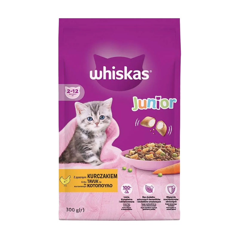 WHISKAS Junior Dry Cat Food Chicken 300G