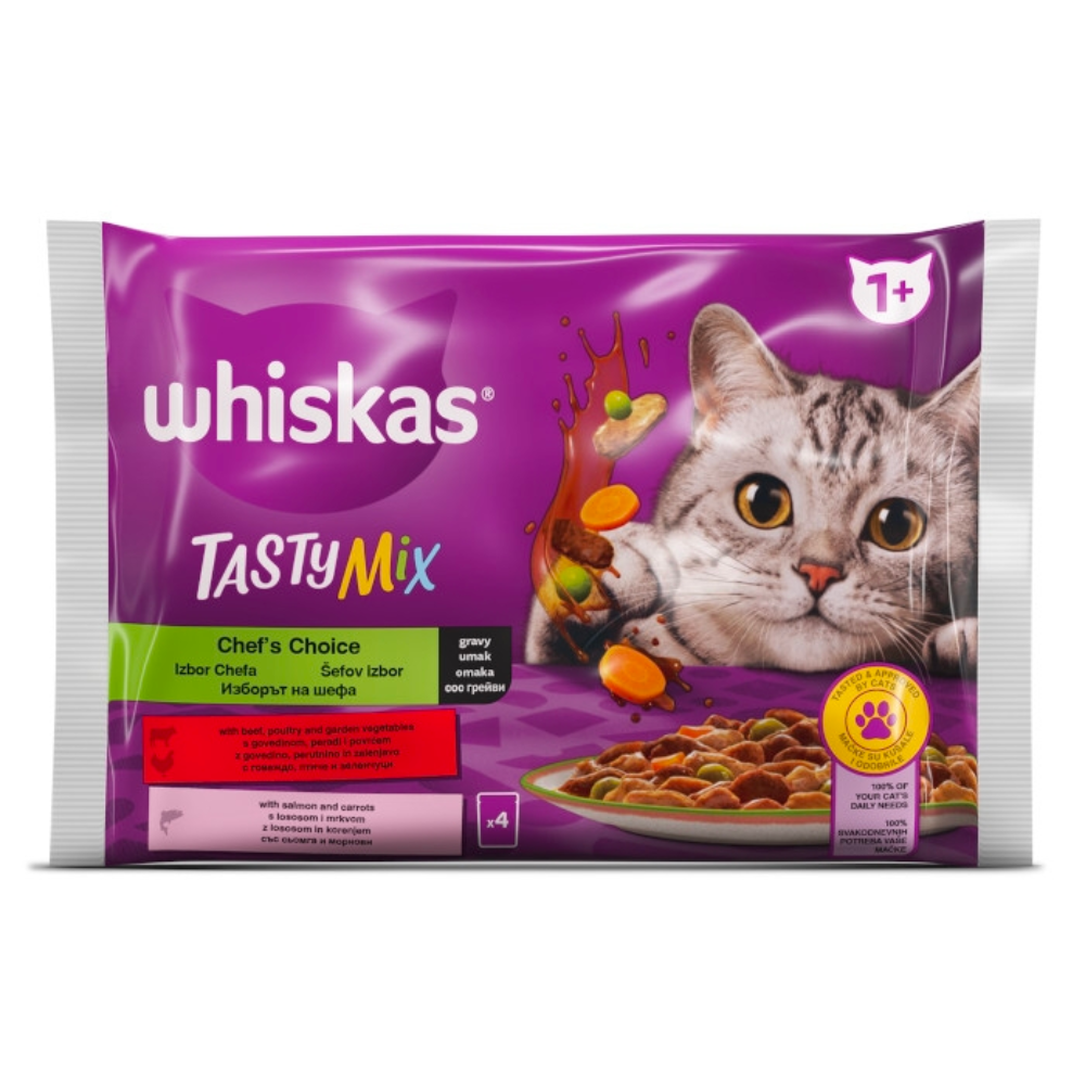 WHISKAS Wet Cat Food Tasty Mix 4x85G