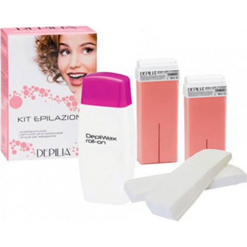 Depilia Set Roll-On Heatingwax + Depilatory Strips 12 Pcs Set Of Pink