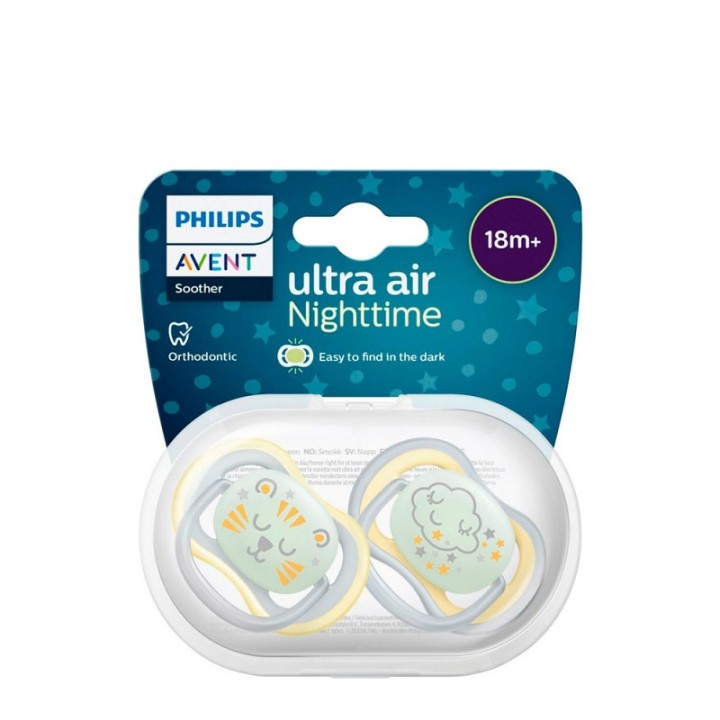 Philips Avent Ultra Air Nighttime Glow Soother (Yellow) 18M+ 2Pcs