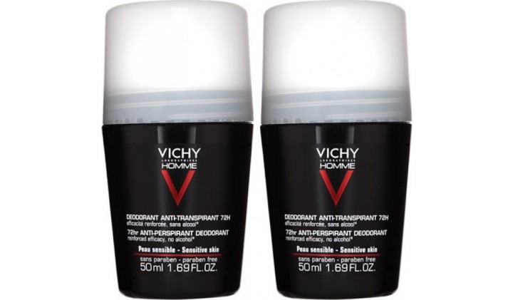 Vichy Men Anti-Irritation Anti Perspirant 72H Hypoallergenic Roll-On Deodorant For Sensitive Skin 2X50Ml
