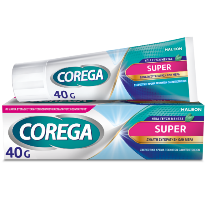 Corega Set Super Denture Fixing Cream With Mild Mint Flavor & Strong Hold 2X40Gr