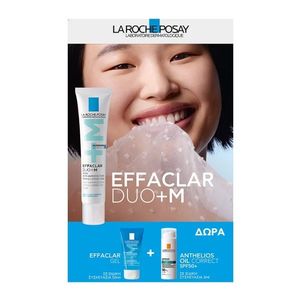 La Roche Posay Promo Effaclar Duo+M Triple Corrective Care Against Imperfections, 40Ml & Free Effaclar Gel, 50Ml & Anthelios Oil Correct Spf50+, 3Ml