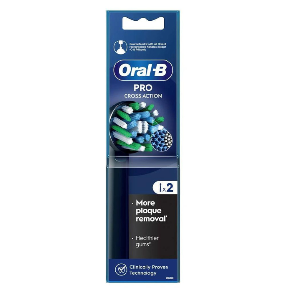 Oral-B Cross Action Black Edition Clean Maximiser Replacement Heads, 2Pcs