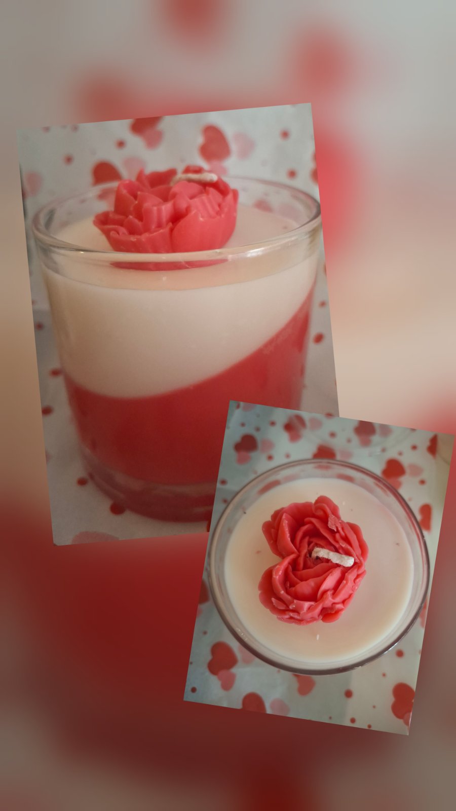 Scented Soy Candle Red&White Heart Glass Size 8 x 8.50cm