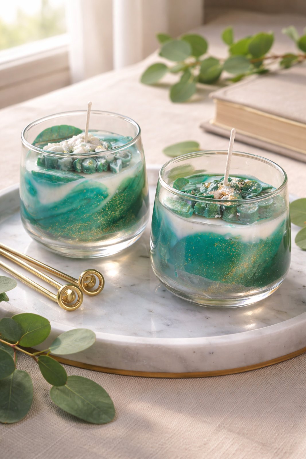 Scented Soy Candle Wavy Flower Glass Size 8 x 8.50cm