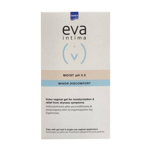 Intermed Eva Intima Moist Gel Tube Ph 5.5 Minor Discomfort 9 Applicators 50g