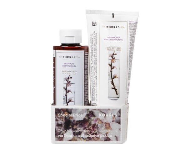Korres Korres Almond & Flax Shampoo Set For Dry / Dehydrated Hair, 250ml & Conditioner For Dry / Dehydrated Hair, 200ml